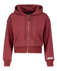 Adam Selman Sport Felpa cropped in misto cotone con zip e cappuccio Rosso