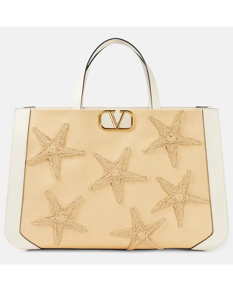 Valentino Garavani Borsa VLogo Starfish Large con pelle Bianco