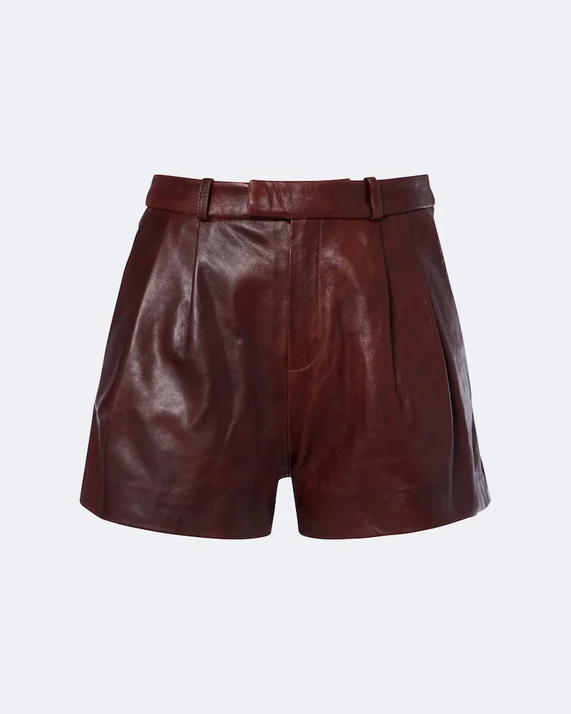 Arma Shorts a vita alta in pelle Borgogna