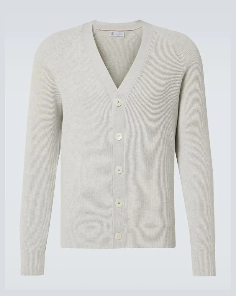 Brunello Cucinelli Cardigan in maglia di cotone Grigio