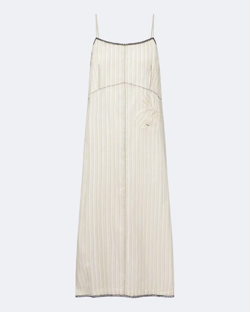 Prada Abito midi a righe Giallo