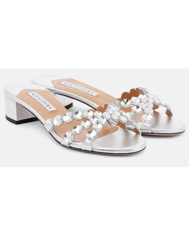 Aquazzura Sandali Crystal Mirage in pelle Argento