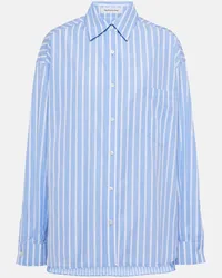 FRANKIE Shop Camicia Georgia in misto cotone a righe Blu