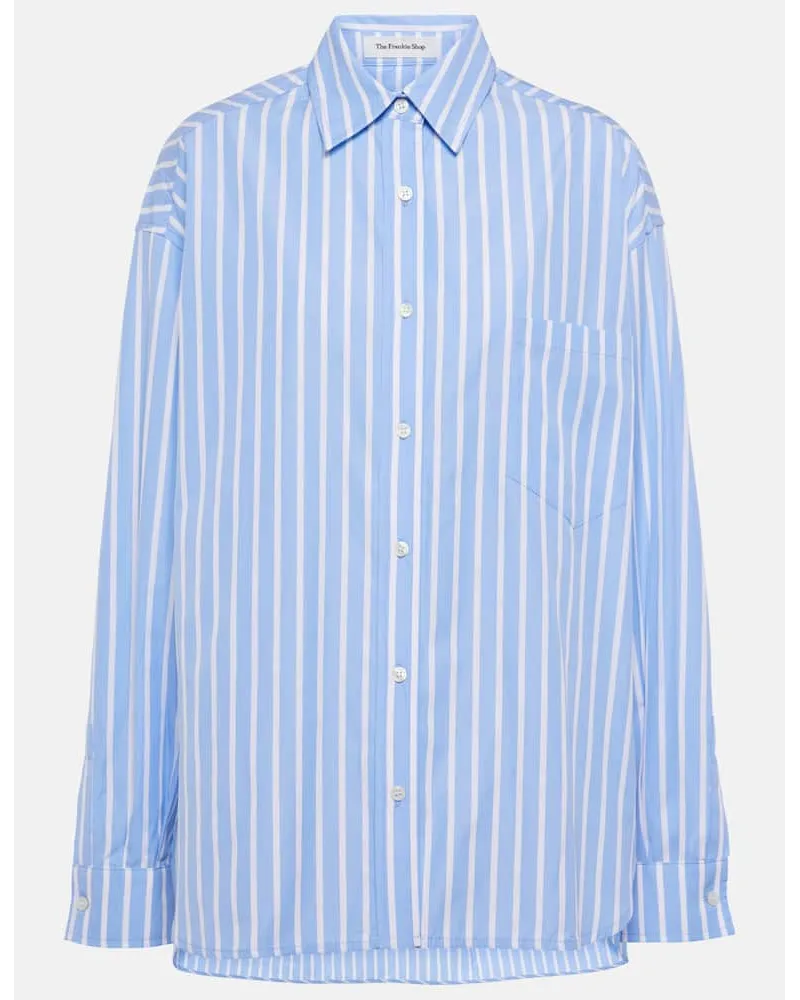 FRANKIE Shop Camicia Georgia in misto cotone a righe Blu