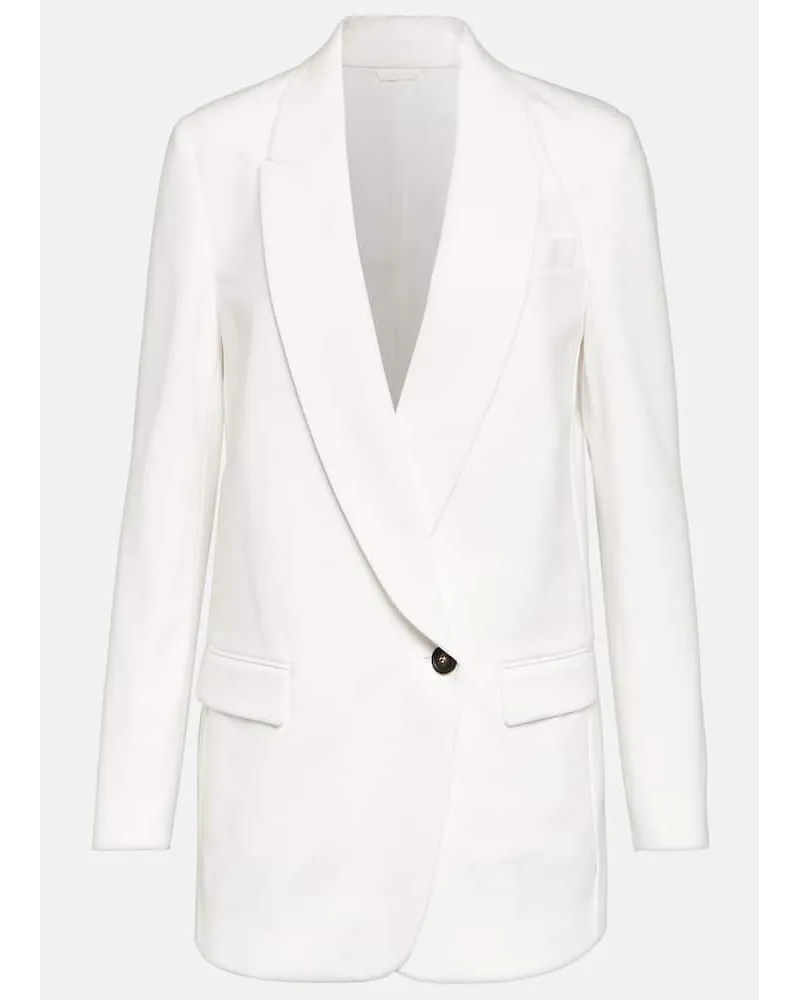 Brunello Cucinelli Blazer monopetto in misto cotone Bianco