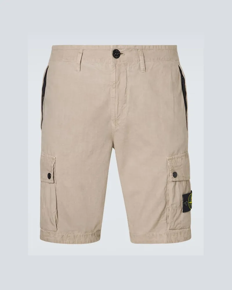 Stone Island Shorts Compass in canvas di cotone Beige