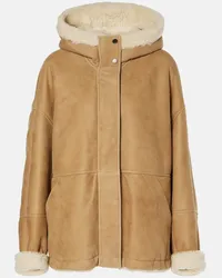 Brunello Cucinelli Giacca in pelle con shearling Marrone