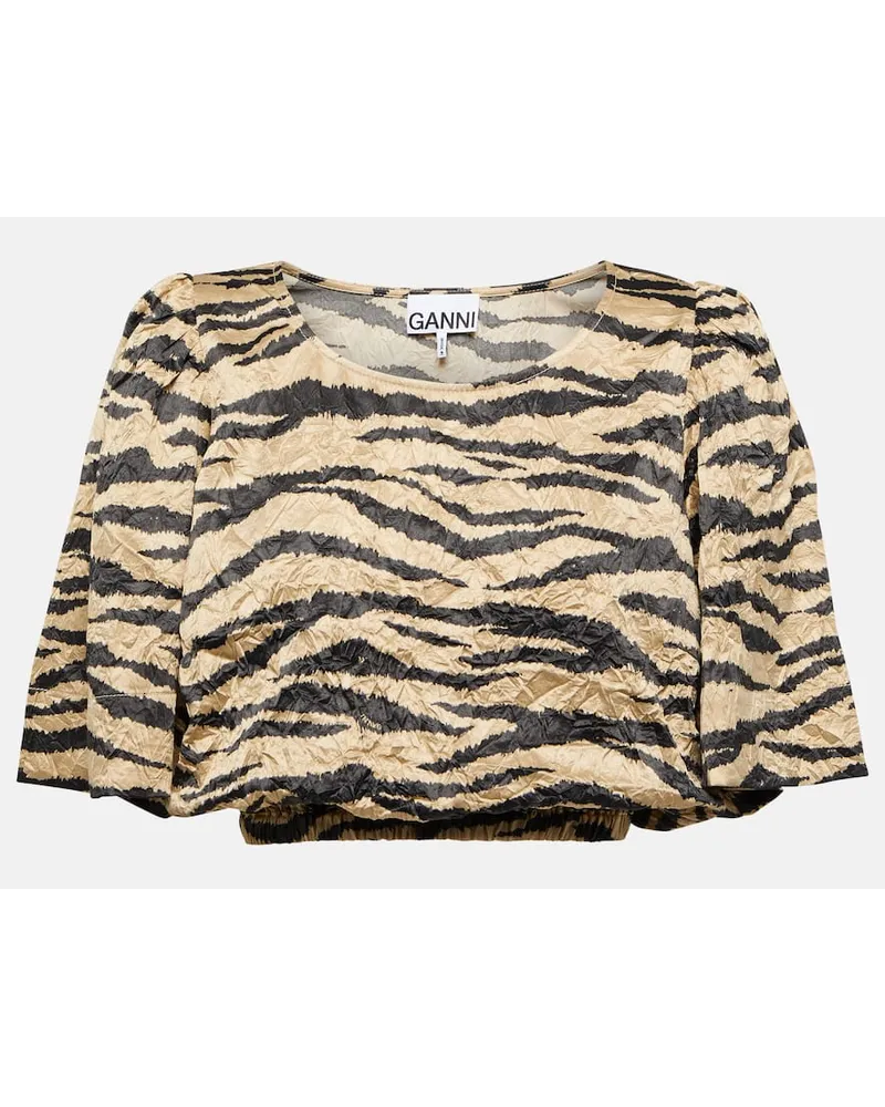 Ganni Blusa in raso Beige