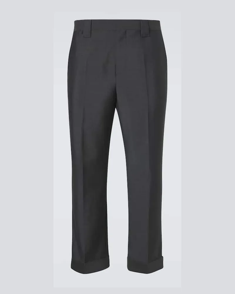 Versace Pantaloni regular cropped in lana e mohair Grigio