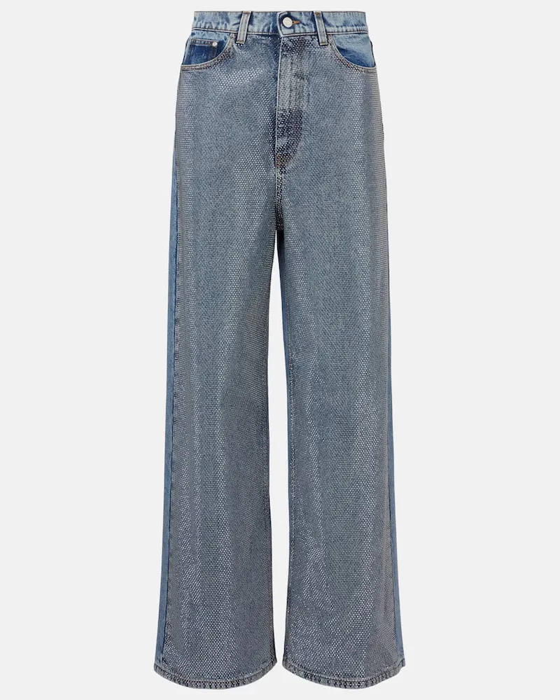 Stella McCartney Jeans a gamba larga con cristalli Blu