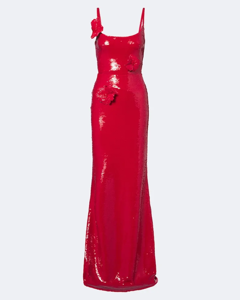 David Koma Abito lungo con paillettes Rosso