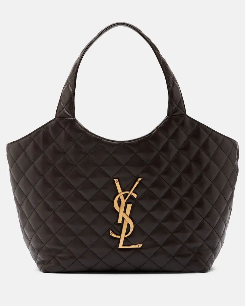 Saint Laurent Shopper Icare Medium in pelle trapuntata Marrone