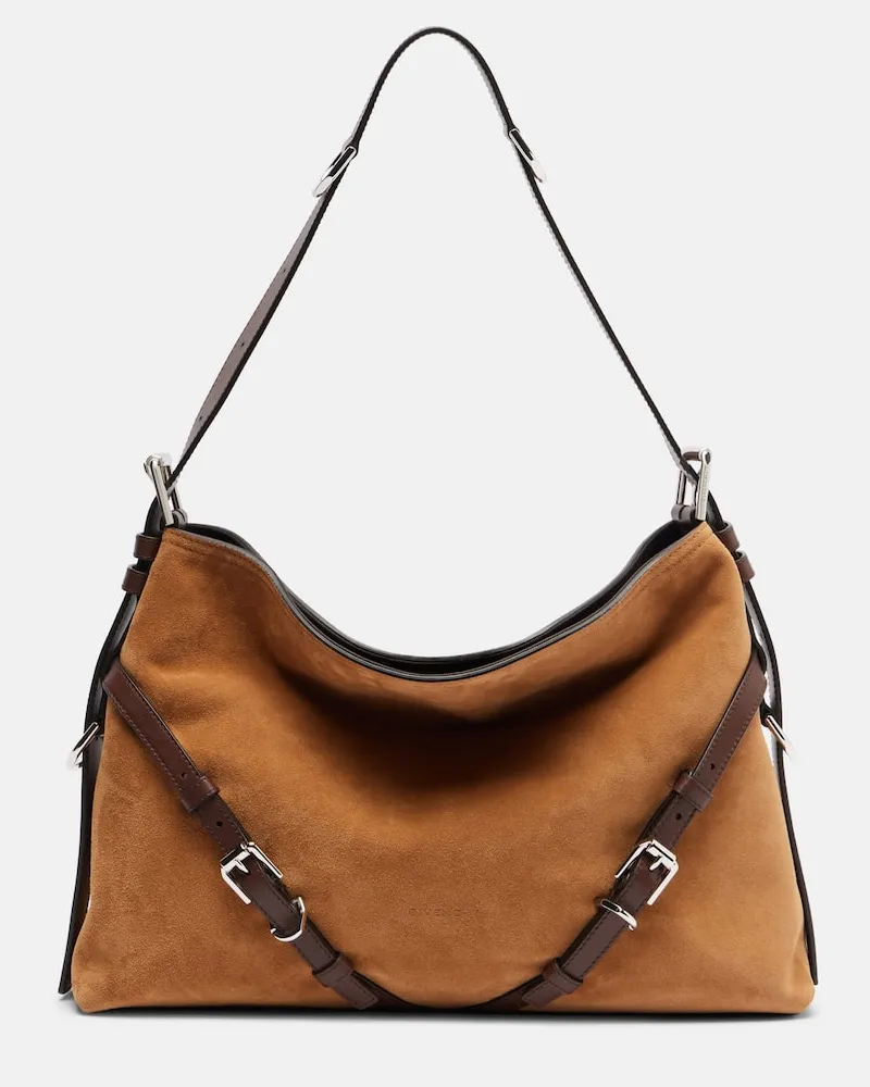 Givenchy Borsa a spalla Voyou Medium in suede Marrone