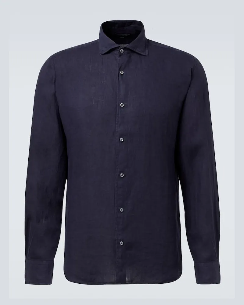 Thom Sweeney Camicia in lino Blu