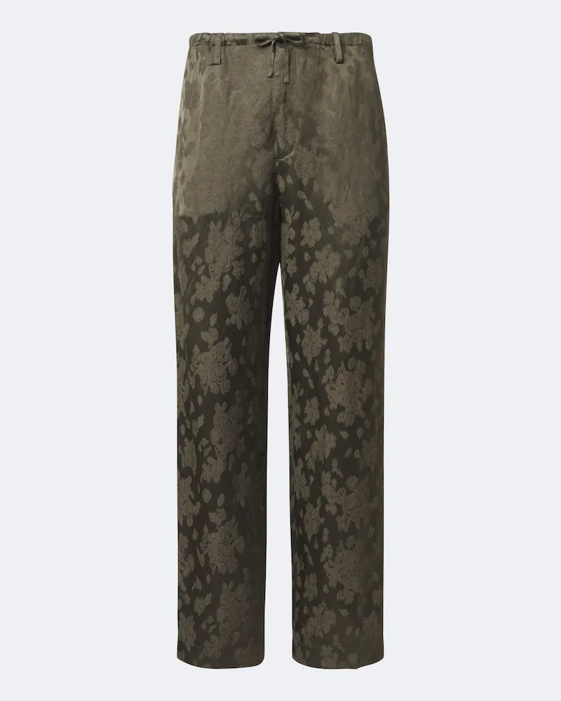 Dries van Noten Pantaloni dritti in jacquard Verde