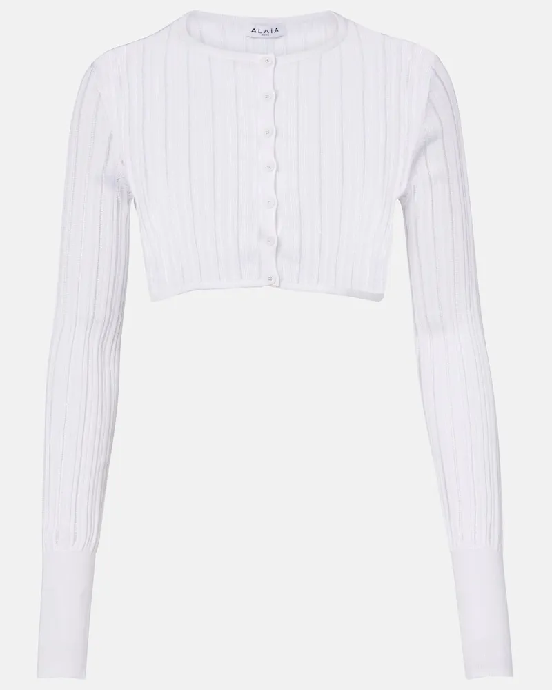 Alaïa Alaïa Cardigan cropped in maglia Bianco