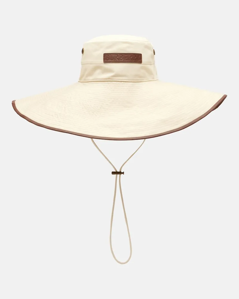 Burberry Cappello in misto cotone con pelle Beige