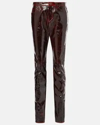 Isabel Marant Pantaloni slim Lovis in misto cotone Marrone