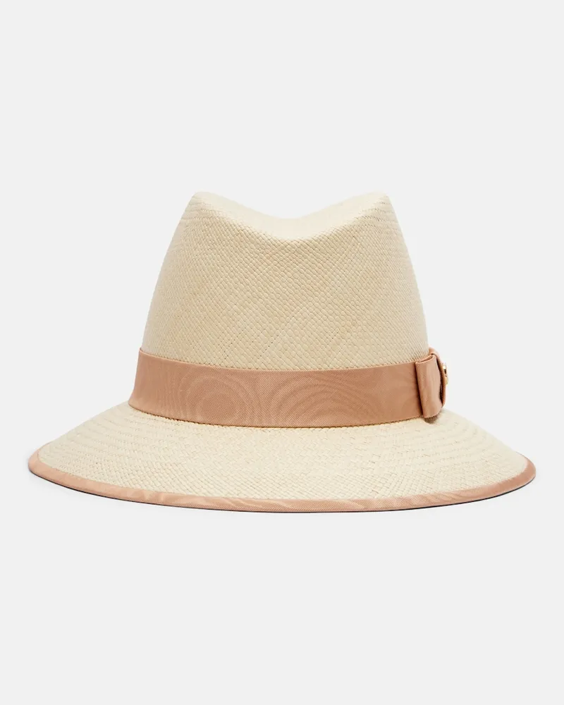 Valentino Garavani Cappello Panama VLogo in paglia Beige