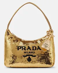 Prada Borsa Re-Edition 2000 Mini con paillettes Oro