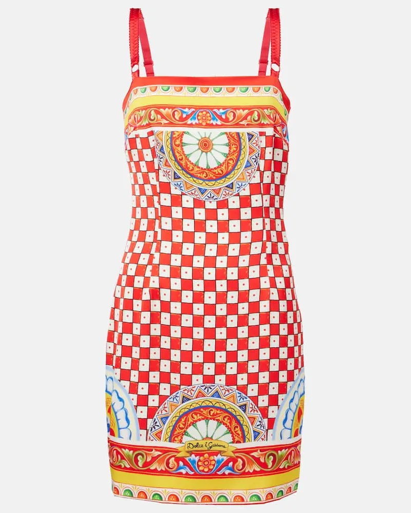 Dolce & Gabbana Abito corto Taormina in misto seta Multicolore