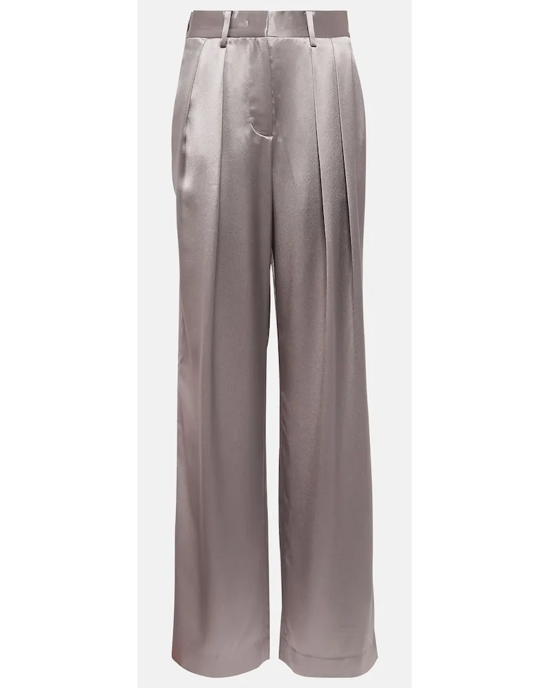 STAUD Pantaloni Luisa in raso Argento