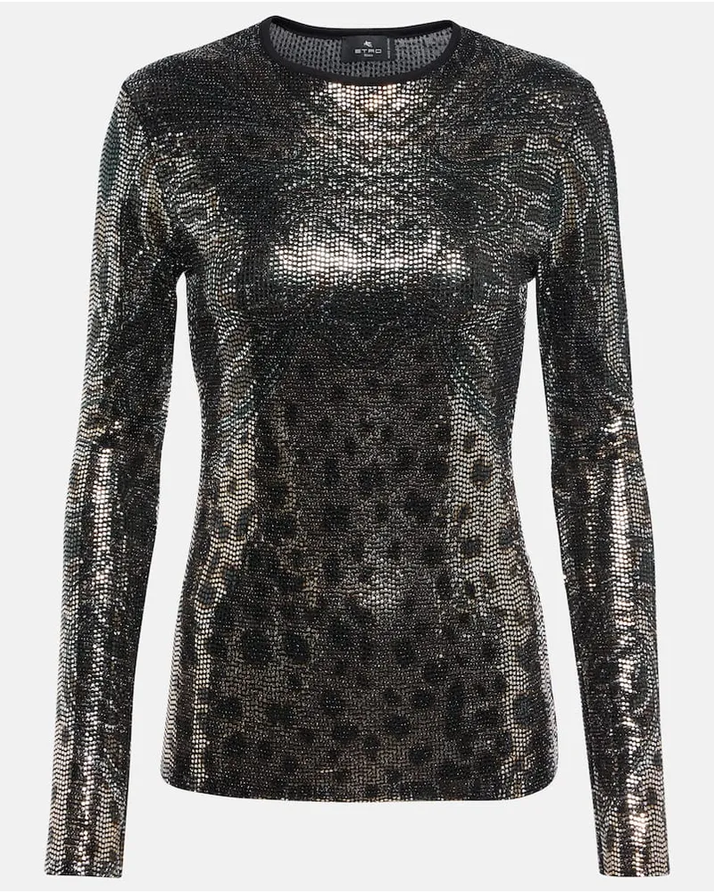Etro Top in jersey con pailettes Multicolore