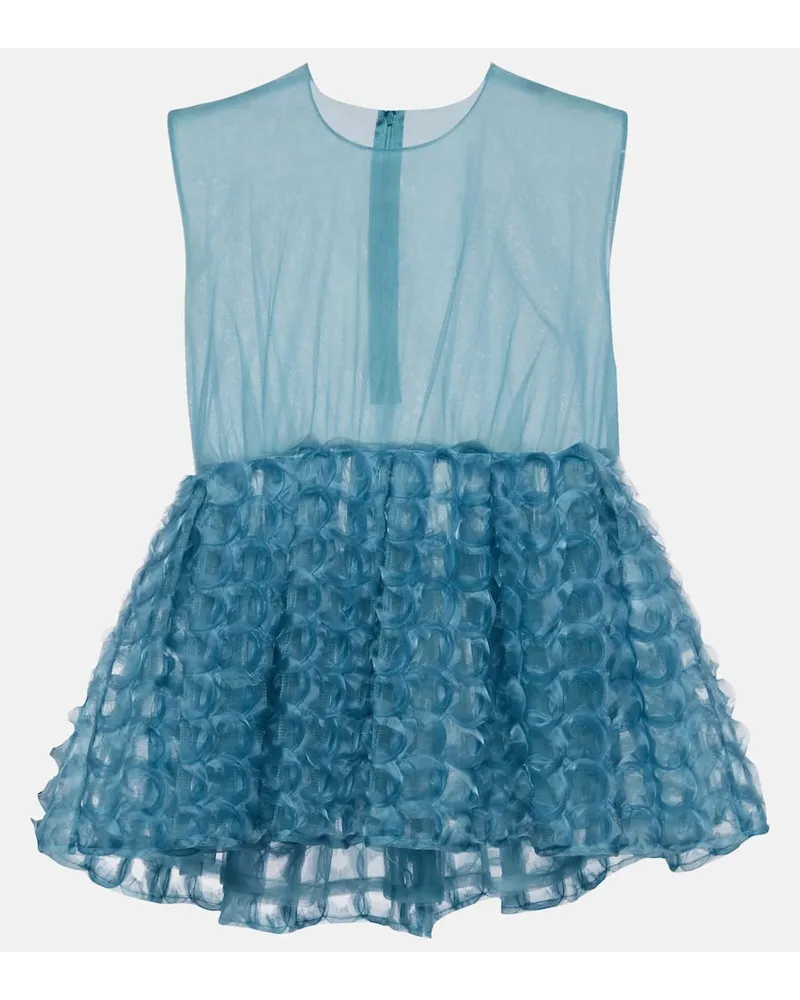 Noir Kei Ninomiya Abito midi in tulle con volant Blu