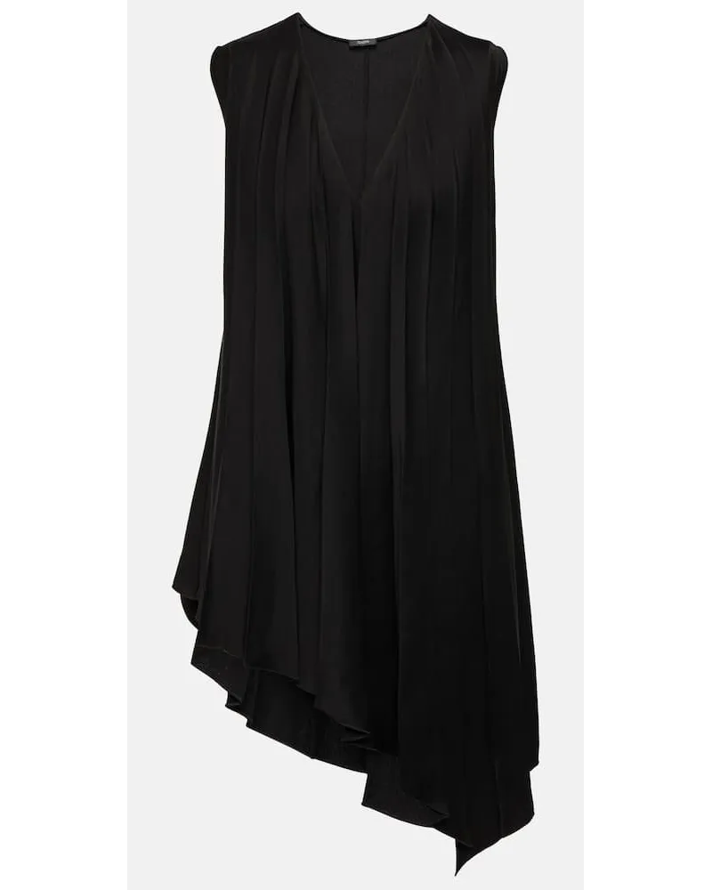 Joseph Top asimmetrico in raso a pieghe Nero