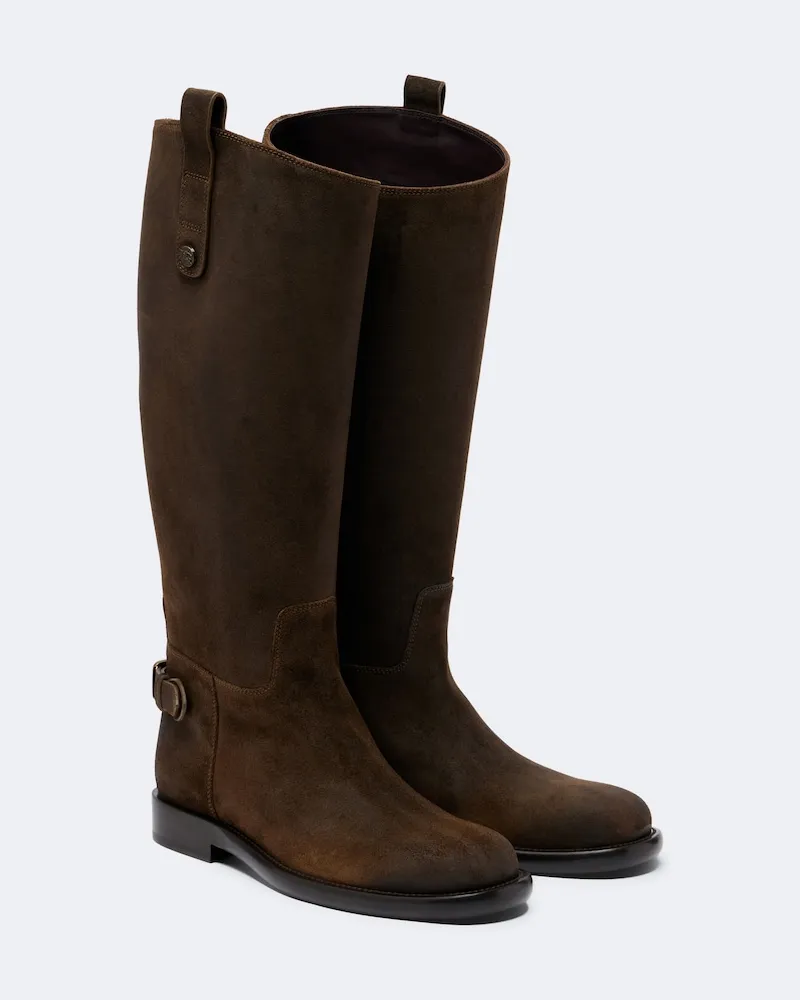 Burberry Stivali Cavalier in suede Marrone