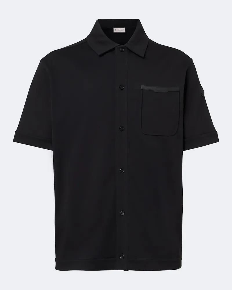 Moncler Camicia in cotone con pelle Nero