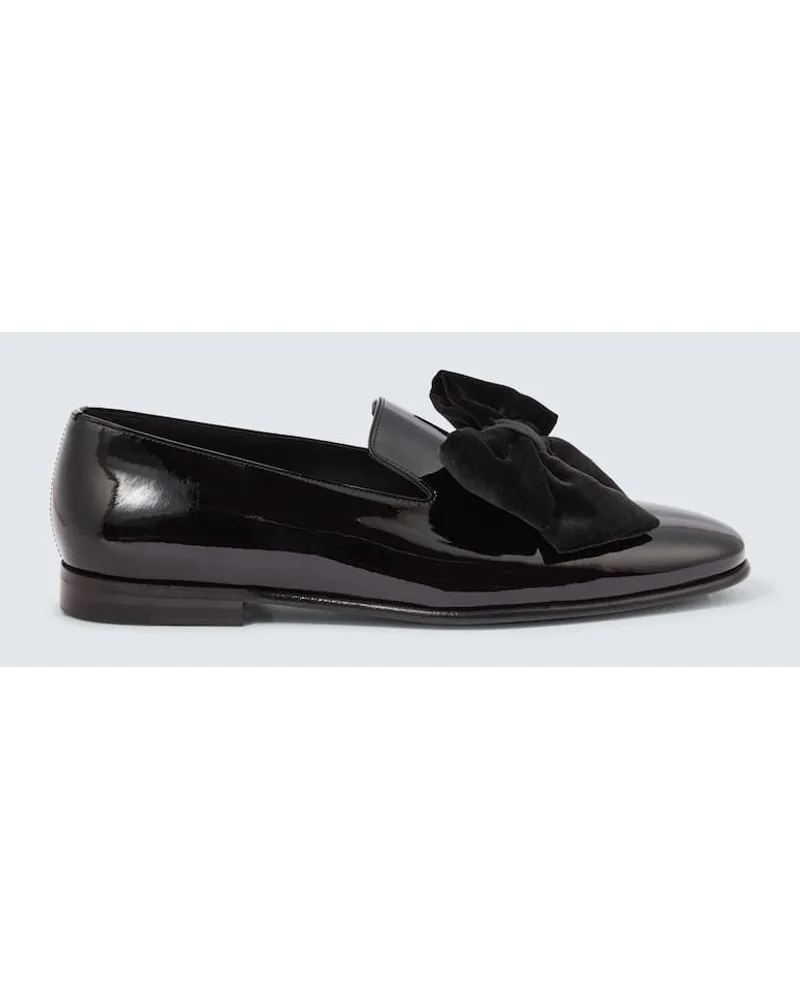 Manolo Blahnik Mocassini Janser in vernice con fiocco Nero