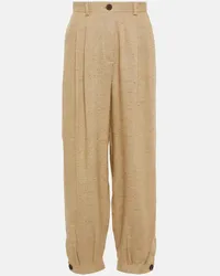 Loro Piana Pantaloni in lino, cashmere e seta Beige