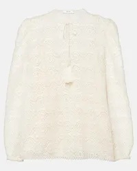 Frame Denim Blusa in pizzo di cotone Bianco