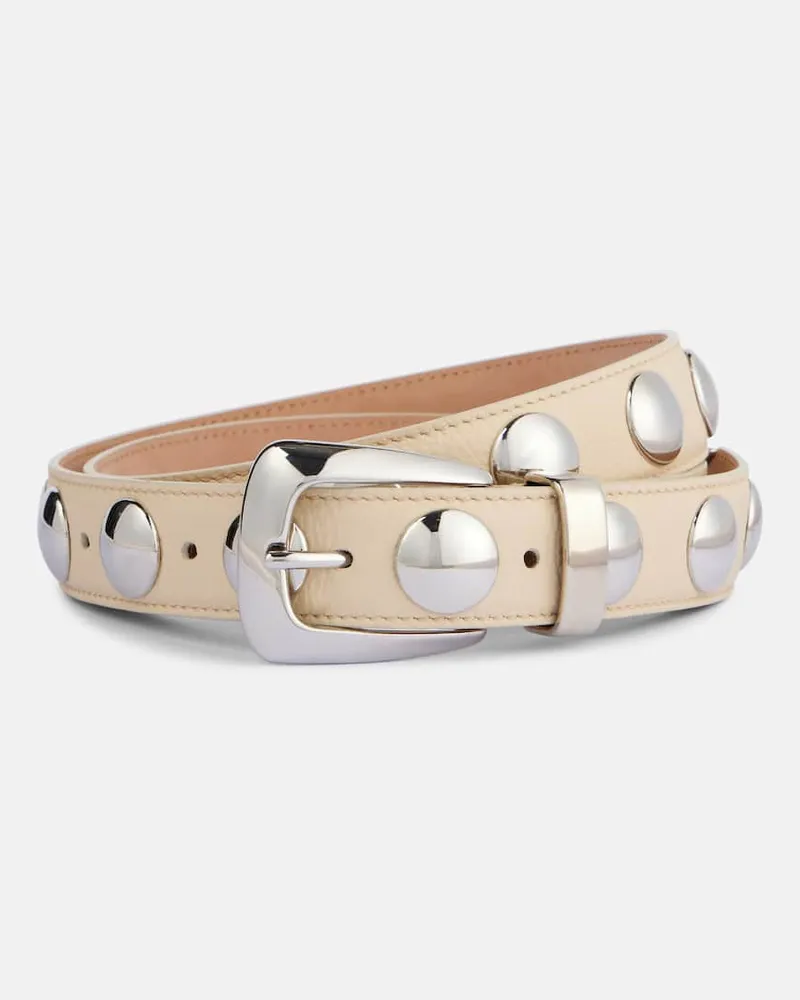 KHAITE Cintura Benny in pelle con borchie Bianco