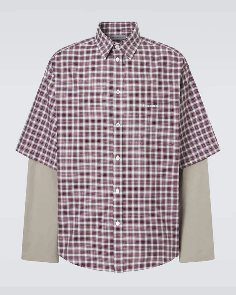 Balenciaga Camicia in cotone a quadri Rosso