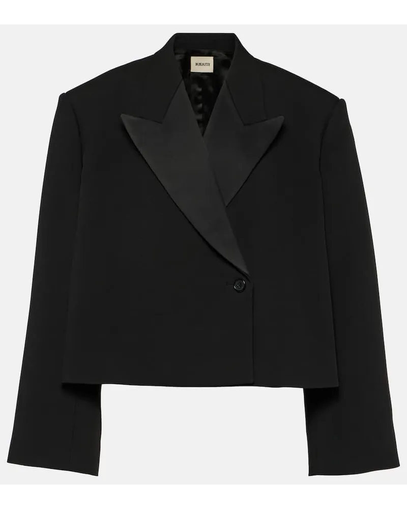 KHAITE Blazer cropped Raymond in raso Nero