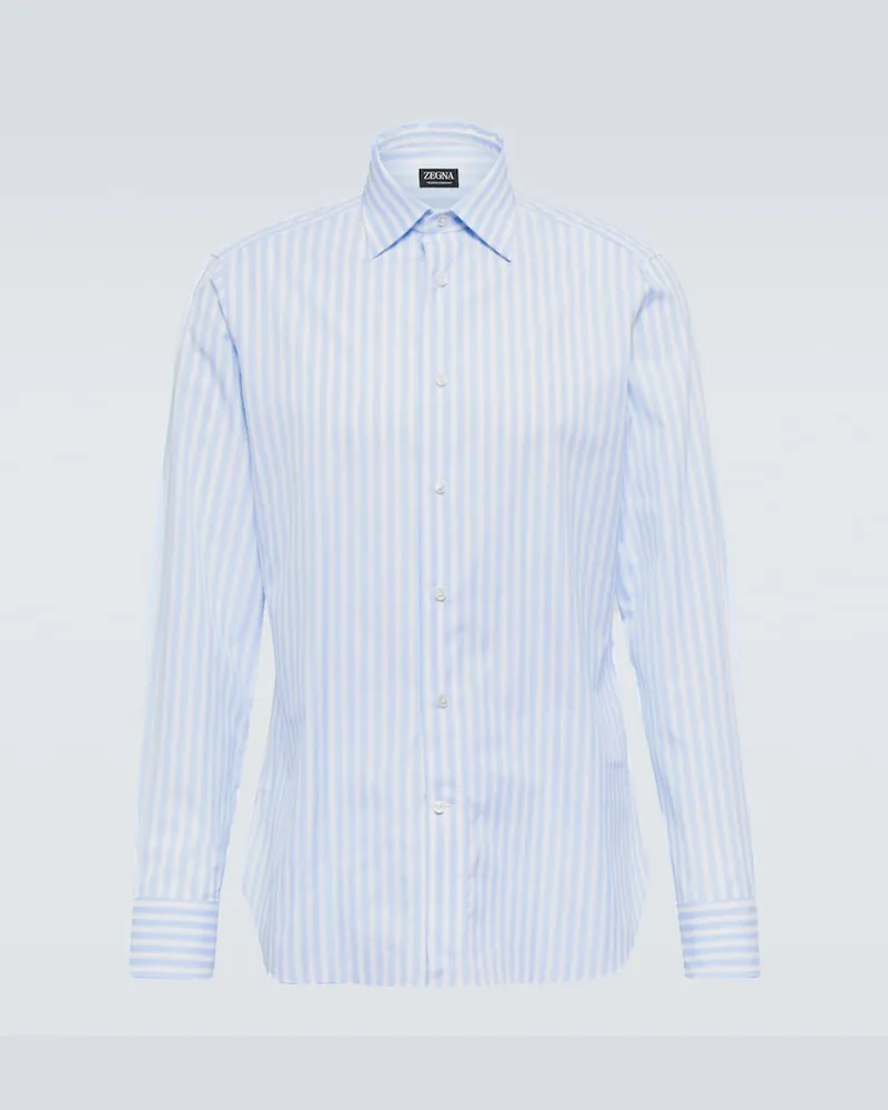 Ermenegildo Zegna Camicia in cotone a righe Blu
