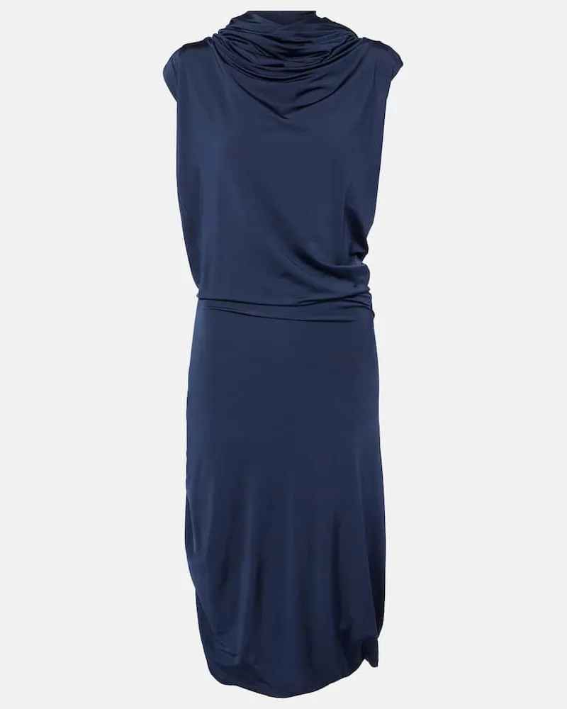Magda Butrym Abito midi in jersey con cappuccio Blu