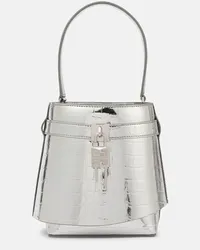 Givenchy Secchiello Shark Lock in pelle metallizzata Argento