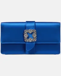 Manolo Blahnik Clutch Capri in raso con cristalli Blu