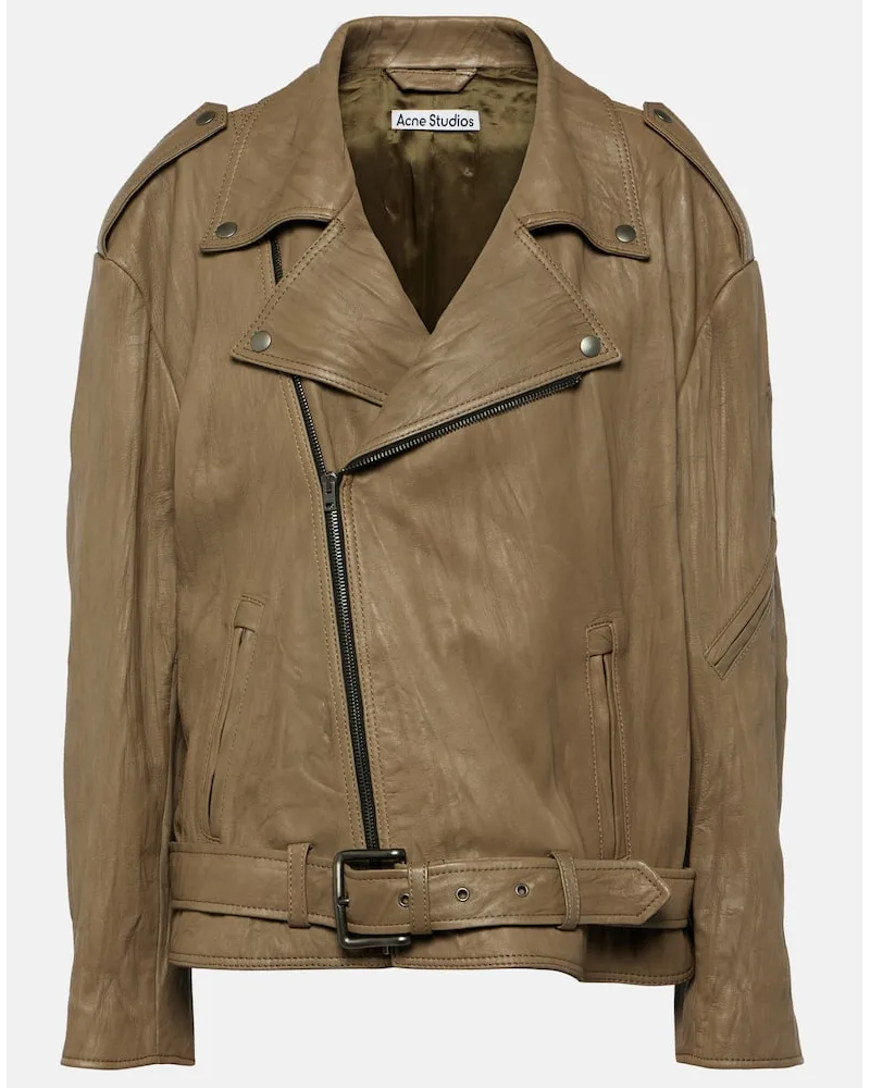 Acne Studios Giacca in pelle Linor con cintura Marrone