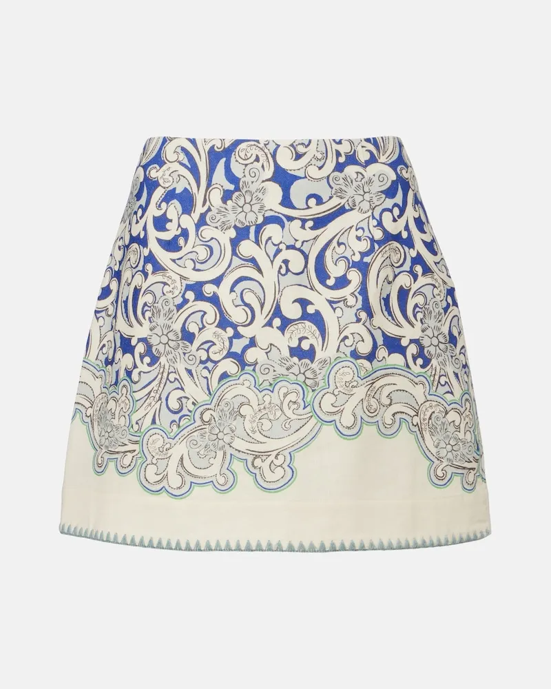 ALEMAIS AlÃ©mais Minigonna in lino e cotone con stampa paisley Blu