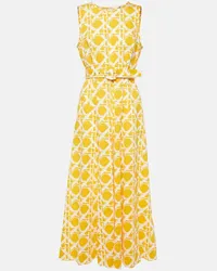 Diane von Furstenberg Abito midi Elliot in cotone e lino con stampa Giallo