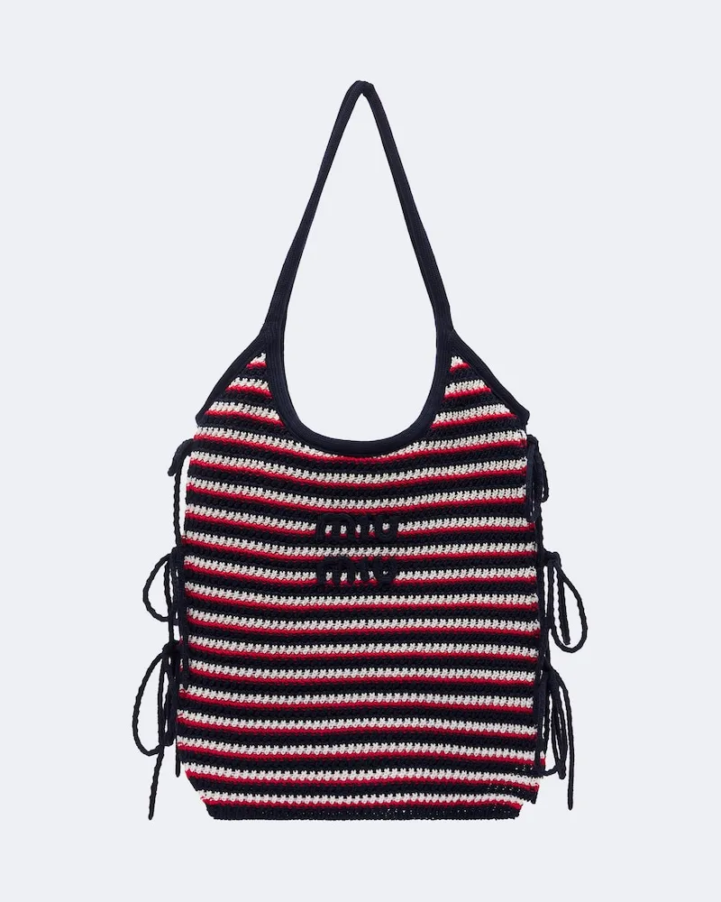 Miu Miu Shopper Ivy in crochet a righe Multicolore