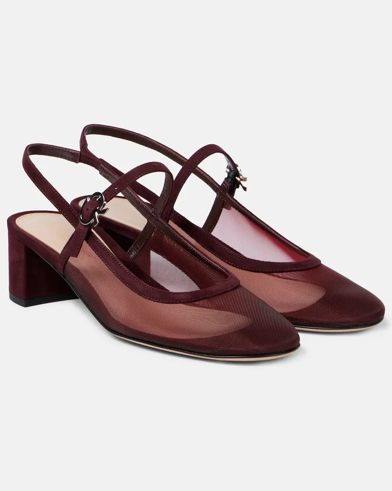 Gianvito Rossi Pumps slingback Francoise 45 con suede Borgogna