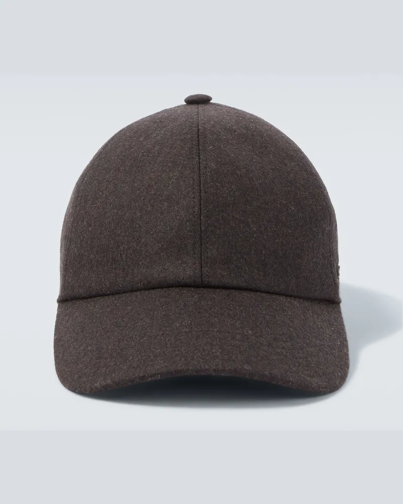 AGNONA Cappello da baseball in lana Marrone