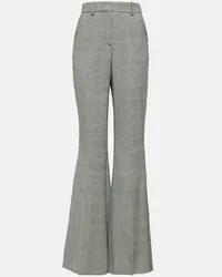 Balmain Pantaloni flared in lana a quadri Grigio