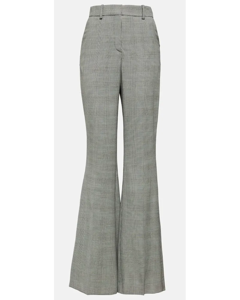Balmain Pantaloni flared in lana a quadri Grigio