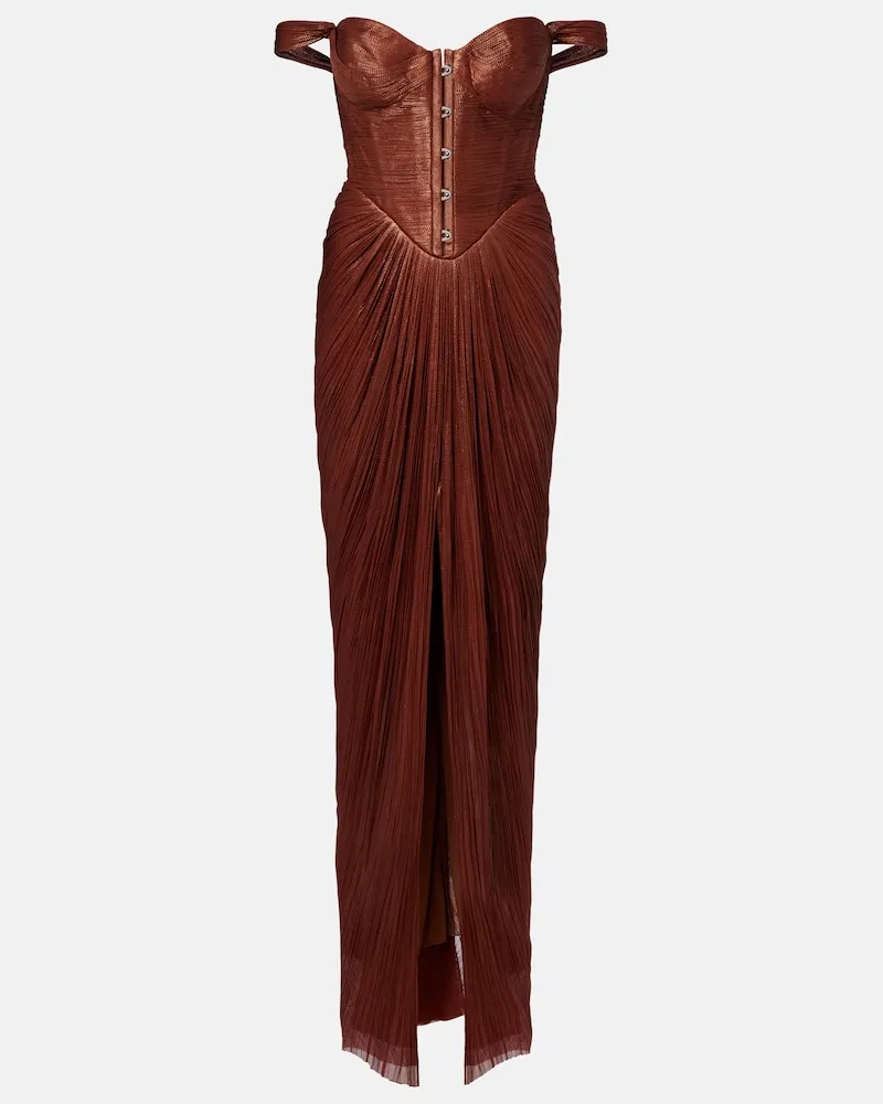 Maria Lucia Hohan Abito lungo bustier Susie in tulle di seta Marrone